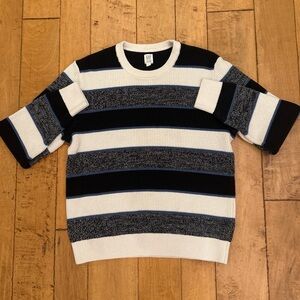 Gap Men's Striped Crewneck Sweater - Black, White, Gray